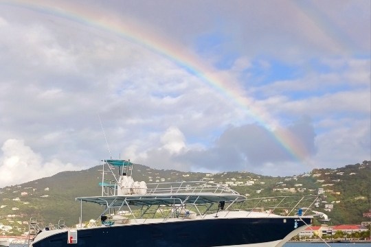 a small boat in a large body of water